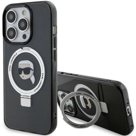 Etui Karl Lagerfeld Ring Stand Karl Head MagSafe do iPhone 15 Pro Max - czarne Karl Lagerfeld
