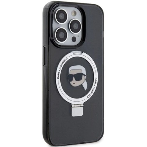 Etui Karl Lagerfeld Ring Stand Karl Head MagSafe do iPhone 15 Pro Max - czarne Karl Lagerfeld