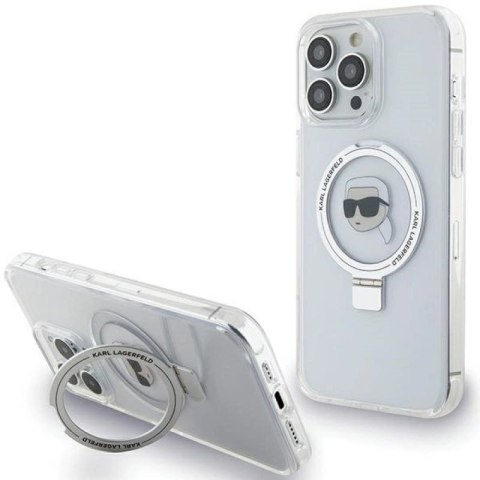 Etui Karl Lagerfeld Ring Stand Karl Head MagSafe do iPhone 15 Pro - białe Karl Lagerfeld