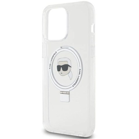 Etui Karl Lagerfeld Ring Stand Karl Head MagSafe do iPhone 15 Pro - białe Karl Lagerfeld
