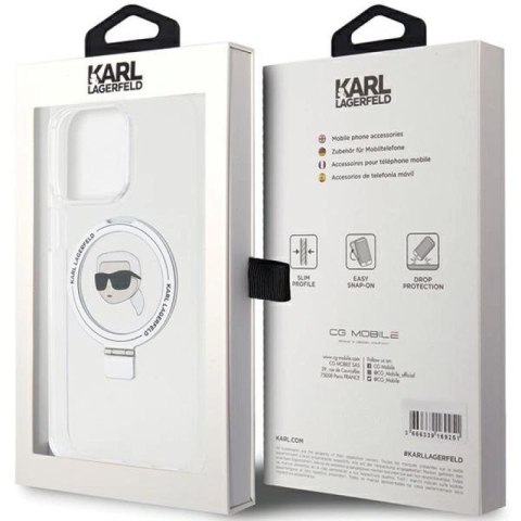 Etui Karl Lagerfeld Ring Stand Karl Head MagSafe do iPhone 15 Pro - białe Karl Lagerfeld