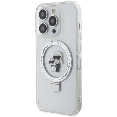 Etui Karl Lagerfeld Ring Stand Karl&Choupettte MagSafe do iPhone 14 Pro - białe Karl Lagerfeld