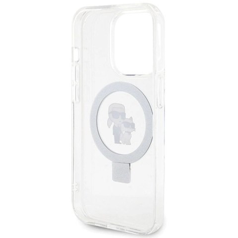 Etui Karl Lagerfeld Ring Stand Karl&Choupettte MagSafe do iPhone 14 Pro - białe Karl Lagerfeld