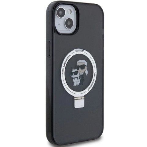 Etui Karl Lagerfeld Ring Stand Karl&Choupettte MagSafe do iPhone 15 Plus - czarne Karl Lagerfeld