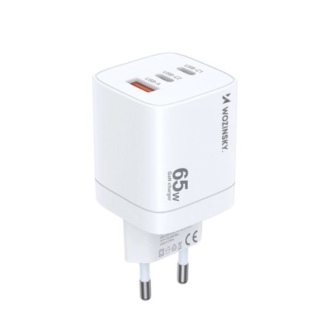 Ładowarka sieciowa GaN Wozinsky CGWCW 65W USB-A / 2 x USB-C - biała Wozinsky