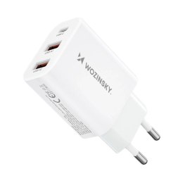 Ładowarka sieciowa Wozinsky CWCUCW 30W USB-C / 2 x USB-A - biała Wozinsky
