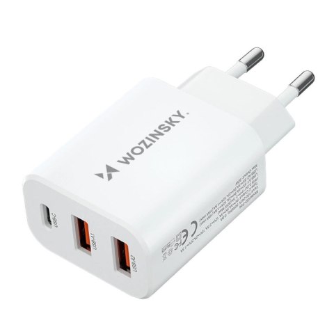 Ładowarka sieciowa Wozinsky CWCUCW 30W USB-C / 2 x USB-A - biała Wozinsky