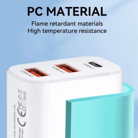 Ładowarka sieciowa Wozinsky CWCUCW 30W USB-C / 2 x USB-A - biała Wozinsky