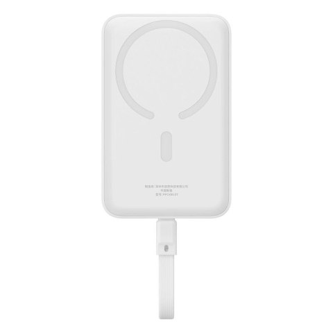 Powerbank Baseus Magnetic Mini MagSafe 10000mAh 30W z wbudowanym kablem USB-C - biały + kabel Baseus Simple Series USB-C - USB-C Baseus