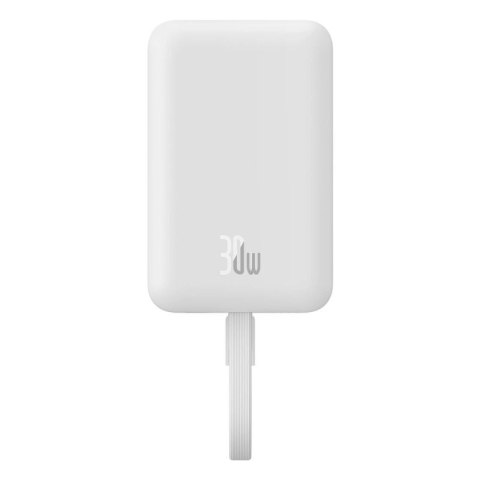 Powerbank Baseus Magnetic Mini MagSafe 10000mAh 30W z wbudowanym kablem USB-C - biały + kabel Baseus Simple Series USB-C - USB-C Baseus