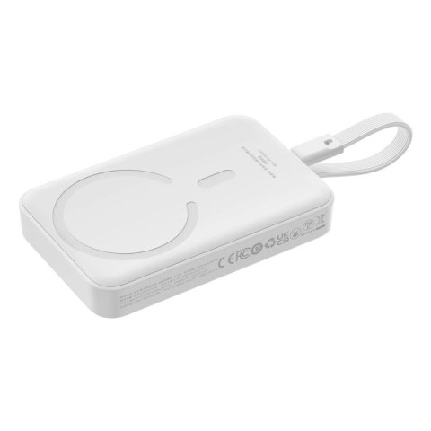 Powerbank Baseus Magnetic Mini MagSafe 10000mAh 30W z wbudowanym kablem USB-C - biały + kabel Baseus Simple Series USB-C - USB-C Baseus