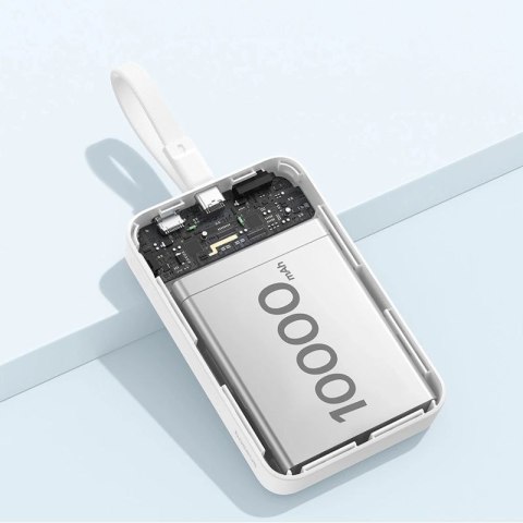 Powerbank Baseus Magnetic Mini MagSafe 10000mAh 30W z wbudowanym kablem USB-C - biały + kabel Baseus Simple Series USB-C - USB-C Baseus