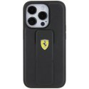 Etui Ferrari Grip Stand Metal Logo na iPhone 15 Pro - czarne Ferrari