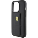 Etui Ferrari Grip Stand Metal Logo na iPhone 15 Pro - czarne Ferrari