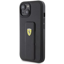 Etui Ferrari Grip Stand Metal Logo na iPhone 15 - czarne Ferrari