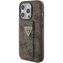 Etui Guess Grip Stand 4G Triangle Strass na iPhone 15 Pro - brązowe Guess