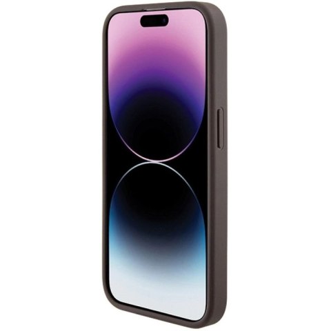 Etui Guess Grip Stand 4G Triangle Strass na iPhone 15 Pro - brązowe Guess