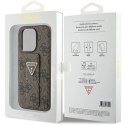 Etui Guess Grip Stand 4G Triangle Strass na iPhone 15 Pro - brązowe Guess