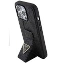 Etui Guess Grip Stand 4G Triangle Strass na iPhone 15 Pro - czarne Guess