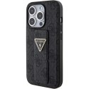 Etui Guess Grip Stand 4G Triangle Strass na iPhone 15 Pro - czarne Guess