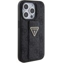Etui Guess Grip Stand 4G Triangle Strass na iPhone 15 Pro - czarne Guess