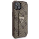 Etui Guess Grip Stand 4G Triangle Strass na iPhone 15 - brązowe Guess