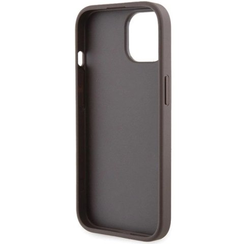 Etui Guess Grip Stand 4G Triangle Strass na iPhone 15 - brązowe Guess