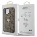 Etui Guess Grip Stand 4G Triangle Strass na iPhone 15 - brązowe Guess