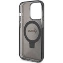 Etui Guess Ring Stand Script Glitter MagSafe na iPhone 15 Pro - czarne Guess