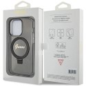 Etui Guess Ring Stand Script Glitter MagSafe na iPhone 15 Pro - czarne Guess