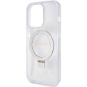 Etui Guess Ring Stand Script Glitter MagSafe na iPhone 15 Pro - przezroczyste Guess