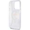 Etui Guess Ring Stand Script Glitter MagSafe na iPhone 15 Pro - przezroczyste Guess