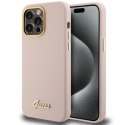 Etui Guess Silicone Script Metal Logo & Frame na iPhone 15 Pro - różowe Guess