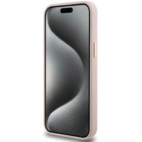 Etui Guess Silicone Script Metal Logo & Frame na iPhone 15 Pro - różowe Guess
