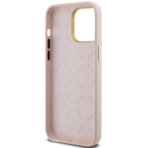 Etui Guess Silicone Script Metal Logo & Frame na iPhone 15 Pro - różowe Guess