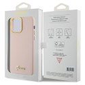 Etui Guess Silicone Script Metal Logo & Frame na iPhone 15 Pro - różowe Guess