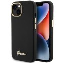Etui Guess Silicone Script Metal Logo & Frame na iPhone 15 - czarne Guess