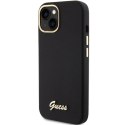 Etui Guess Silicone Script Metal Logo & Frame na iPhone 15 - czarne Guess