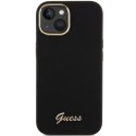 Etui Guess Silicone Script Metal Logo & Frame na iPhone 15 - czarne Guess