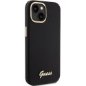 Etui Guess Silicone Script Metal Logo & Frame na iPhone 15 - czarne Guess