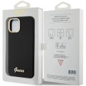 Etui Guess Silicone Script Metal Logo & Frame na iPhone 15 - czarne Guess
