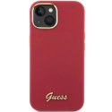 Etui Guess Silicone Script Metal Logo & Frame na iPhone 15 - czerwone Guess