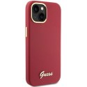 Etui Guess Silicone Script Metal Logo & Frame na iPhone 15 - czerwone Guess