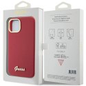 Etui Guess Silicone Script Metal Logo & Frame na iPhone 15 - czerwone Guess