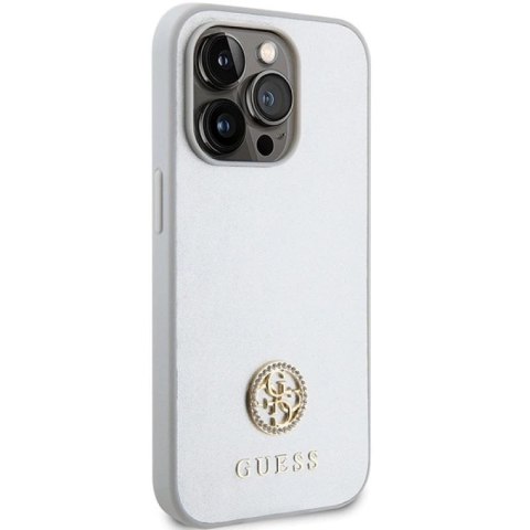 Etui Guess Strass Metal Logo na iPhone 15 Pro - srebrne Guess