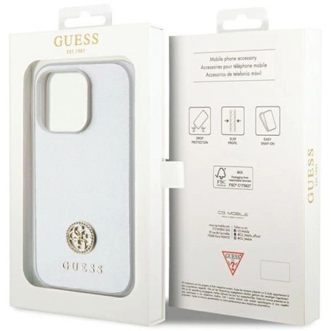 Etui Guess Strass Metal Logo na iPhone 15 Pro - srebrne Guess
