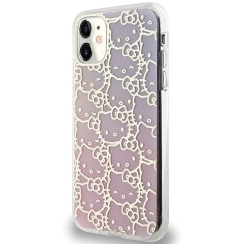 Etui Hello Kitty IML Gradient Electrop Crowded Kitty Head na iPhone 11 / Xr - różowe Hello Kitty
