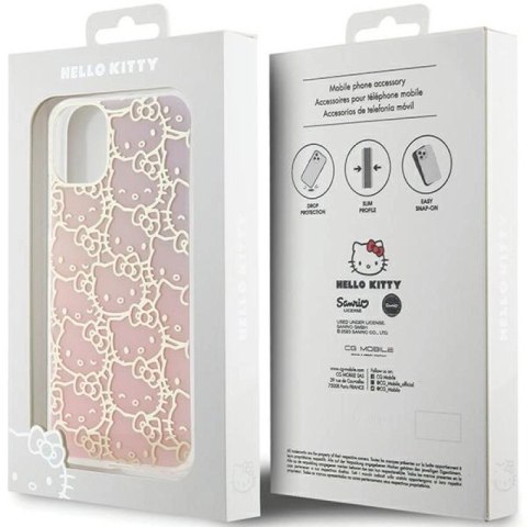 Etui Hello Kitty IML Gradient Electrop Crowded Kitty Head na iPhone 11 / Xr - różowe Hello Kitty