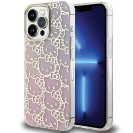 Etui Hello Kitty IML Gradient Electrop Crowded Kitty Head na iPhone 13 Pro Max - różowe Hello Kitty