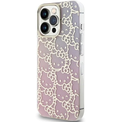 Etui Hello Kitty IML Gradient Electrop Crowded Kitty Head na iPhone 14 Pro - różowe Hello Kitty